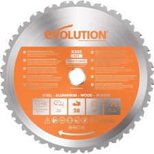 BRAND NEW - Evolution RAGE 255mm x 25mm 28T Multi-Purpose Circular Saw Blade 