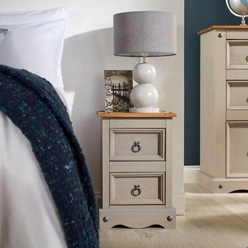 Corona pine grey bedside - grey,
