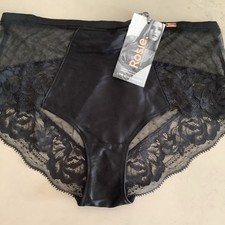 M&S ROSIE Luxurious Silk With Lace Low Rise Shorts Size 10 Black