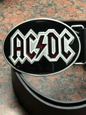 ACDC logo BUCKLE + FREE Belt heavy metal rock band Oval western thunderstruck
