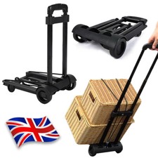 Folding Aluminium Cart Hand Truck Dolly Push Collapsible Trolley Luggage Wheels