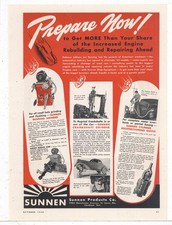 1940 Sunnen Products Co. St. Louis Ad: Crankshaft & Bushing, Cylinder Grinder