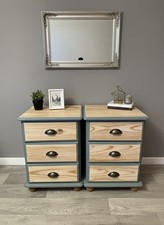 Stunning Pair of Upcycled Pine Bedside Tables Excellent Condition