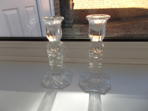 Pair crystal cut glass - crystal,
