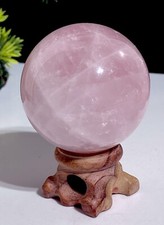 Beautiful High Quality Rose Quartz Sphere Crystal Ball Gem Stone + Wood Stand