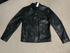 Banana Republic Lamb Leather Jacket Mens SMALL moto black full zip
