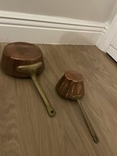 Copper Pots Saucepan And Milk Pan. Antique French Style Good Condition