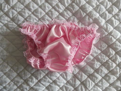 Satin lace bikini knickers - satin,