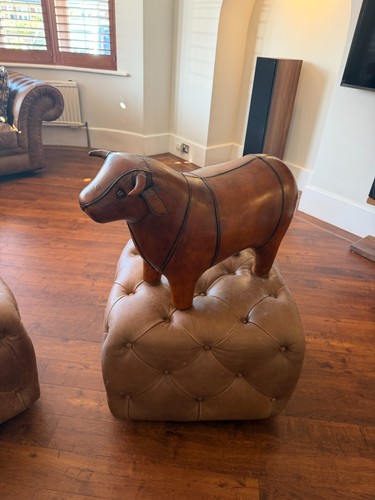 Large vintage leather bull - vintage,