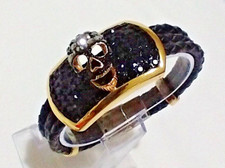 Butler and Wilson Black/Gold Crystal Skull Bangle Halloween