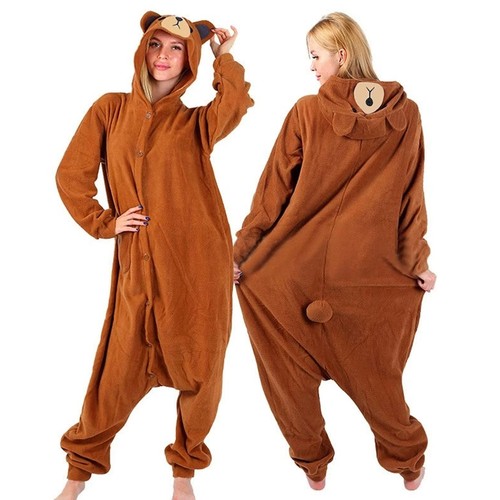 Adult brown line bear onesie - line,