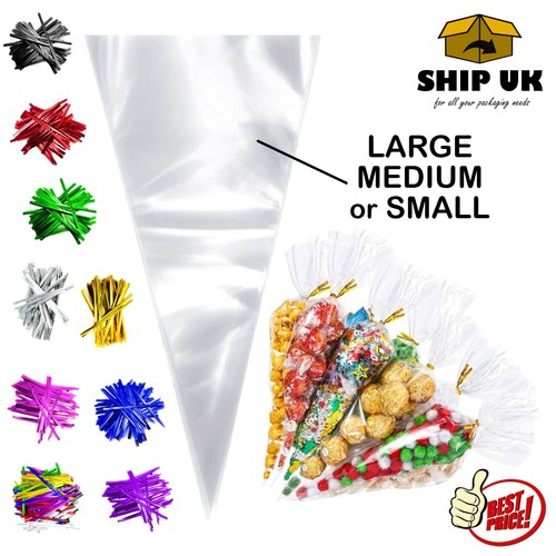 Clear cellophane cone sweet - clear,