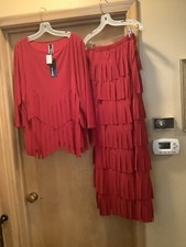 Vtg NWT  ballroom dance dress,  Red, Woman’s XL, Fringe Is Alive When U Move