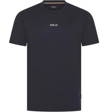 Replay T-Shirt Mens Printed Logo Crew Neck Cotton Tee in Navy Blue
