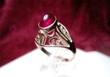 NWT VINTAGE 14k 585 ROSE GOLD RUSSIAN FILIGREE OVAL RUBY CABOCHON RING SIZE 9.5