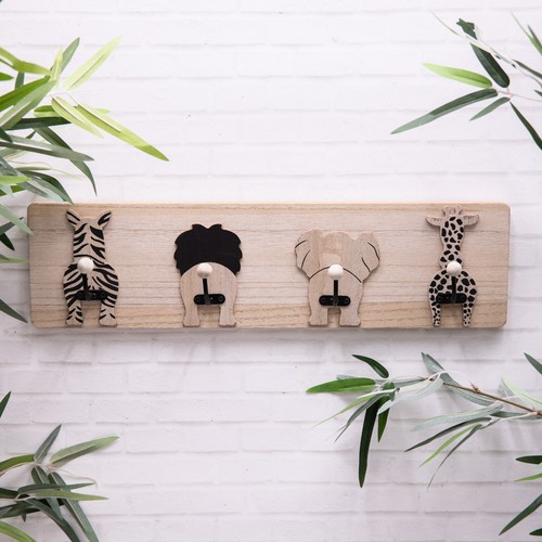 Natural wood coat rack animal - natural,