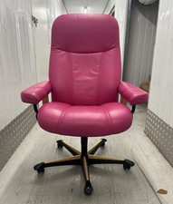 Ekornes Stressless Consul Recliner Pink Leather Office Desk Chair
