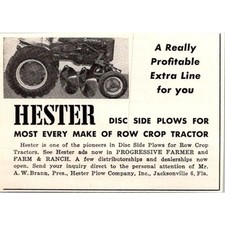 Hester Plow Company Inc. Hester Disc Side Plows Jacksonville FL 1953 AD SAI2-M6