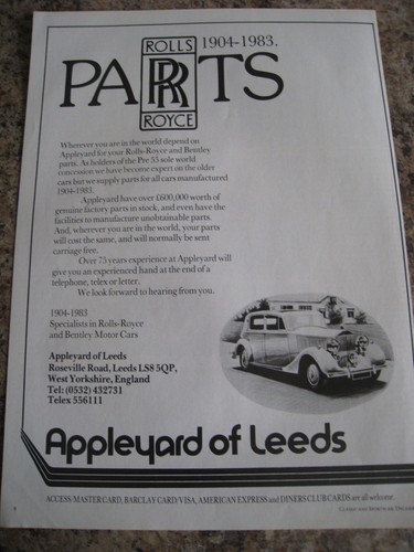 Rolls royce parts - royce, 1904-1983