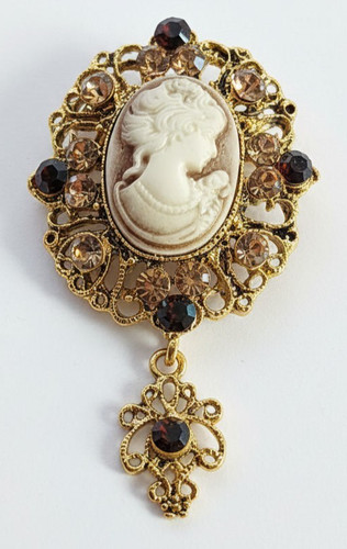 Vintage style cameo brooch - style,