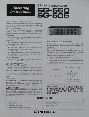 Pioneer 550 sg 505 - pioneer, sg-550