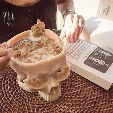 Artificial Human Skull Design Bowl Skull Flower Pot Planter Bar Halloween Decor