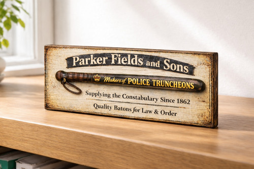 Police truncheons sign - sign, wooden