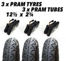 3 x Pram Tyres & 3x Tubes 12 1/2 X 2 1/4  Mothercare Xtreme MY3 MY4 Urban Detour
