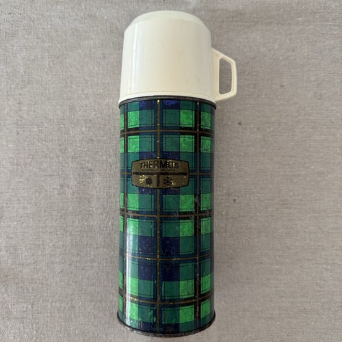 Vintage thermos flask green - flask,