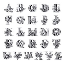 Letter Charm Vintage Name Initial Alphabet A-Z Genuine 925 Sterling Silver 💖