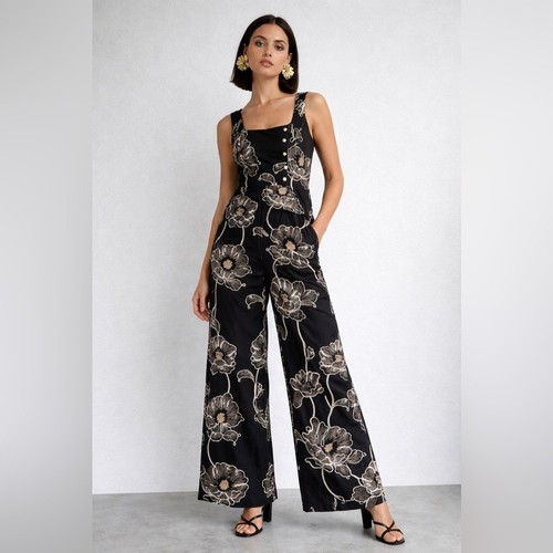 Zara black floral embroidered - black,