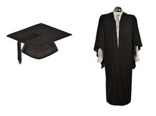Graduation Gown & Hat Black Mortarboard BA Bachelor University Cap Adult Fluted