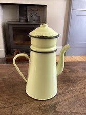 A FRENCH VINTAGE ENAMEL YELLOW COFFEE POT 1920'S