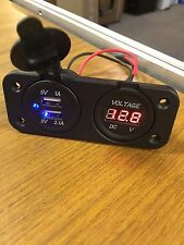 USB outlet 12v Socket Volt Meter Weather Proof Cap Seal Car Boat Marine UK STOCK