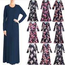 WOMENS PLAIN ABAYAS ISLAMIC BURKHA KAFTAN FARASHA JILBAB CASUAL MAXI DRESS