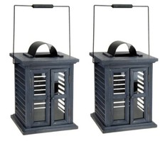 2 Outdoor Garden Candle Lantern Distressed Wood Decorative Grave Candle Holder