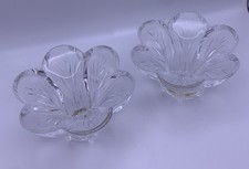 D'Arques Granville Crystal,  Engraved Vintage, Flower Petal Candle Holders Pair.