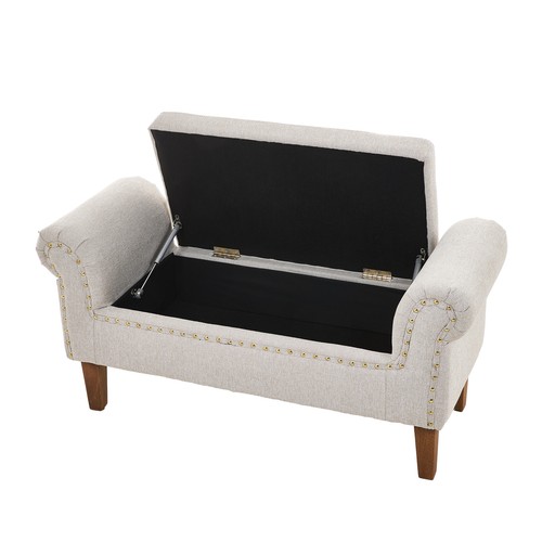 Linen ottoman stool bed end - ottoman,