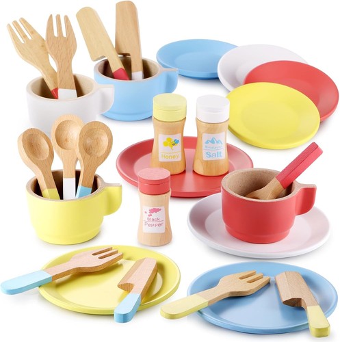 Wooden toy kitchen - dish, set