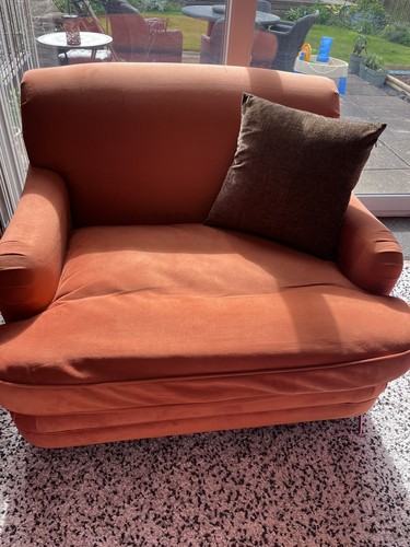 Orange love seat sofa - love, chair