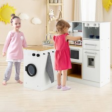2-Piece Kids Pretend Play Set Washing Machine and Kitchen Toy Set