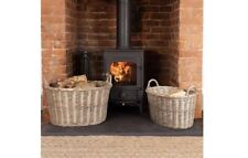 Set Of Two Oval Wicker Log