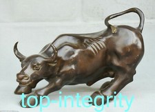 11.4'' Old China Bronze Fengshui Healthy Strong Anger Cattle  Bull Ox Statue