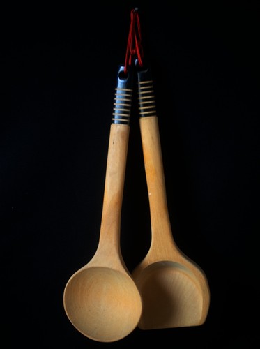 Pair vintage wooden - wooden, ladles
