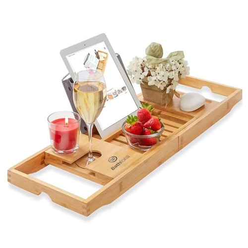Extendable wooden bath - wooden, caddy
