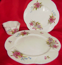 ANTIQUE SHELLEY Stock Trio, 8 1/8 inch Plate, 6 1/2 inch Tea Plate and  Cup
