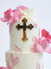 Cross Gold Mirror Acrylic Cake