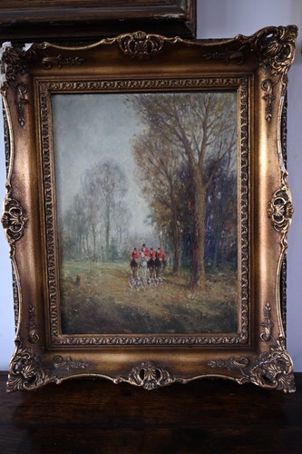 Antique painting fox hunting - antique,