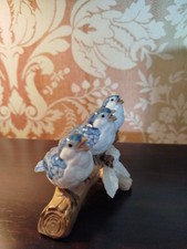 Vintage John Jenkins  Porcelain 3 blue birds On A Branch Figurine Japan