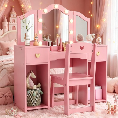 Kids vanity table chair - table, set